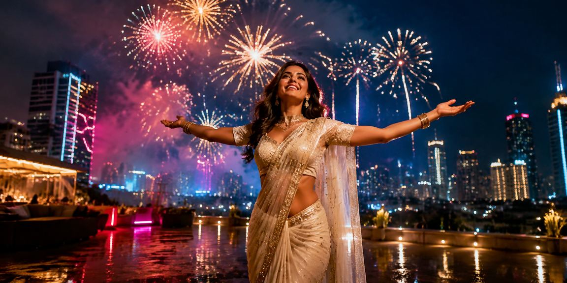 Indian woman enjoying online casino on mobile at ms2